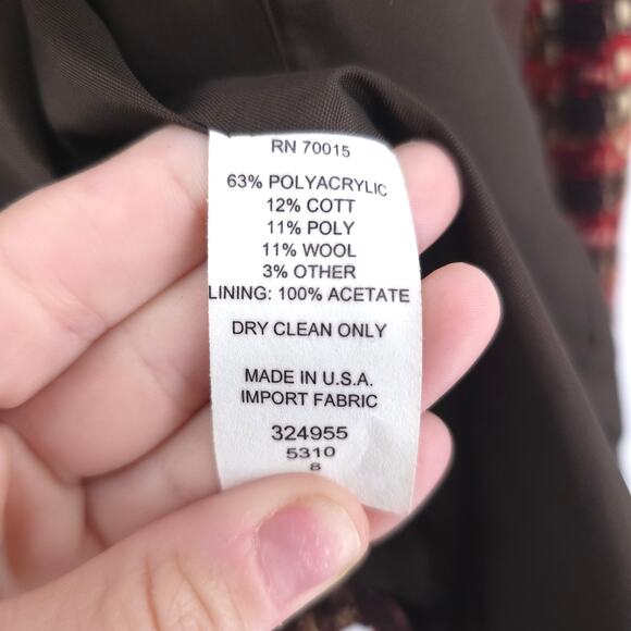 Bentley A. Tweed Dark Acadamia Plaid Hook & Latch Wool Blazer Contrast Trim M - Picture 10 of 15